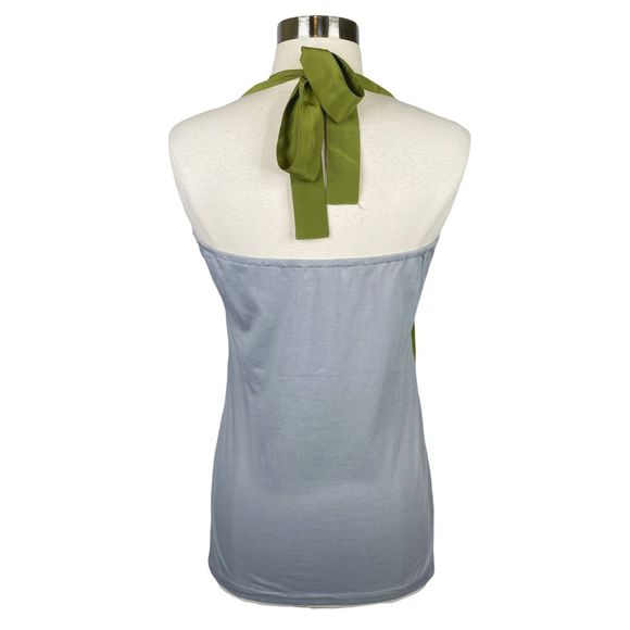 LAmade Green & Gray Silk Halter Top - Size Medium - Picture 5 of 6